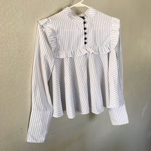 Frilled stripe blouse